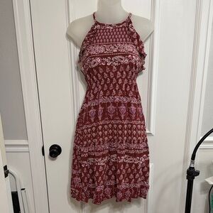 Girls Maroon Halter Dress